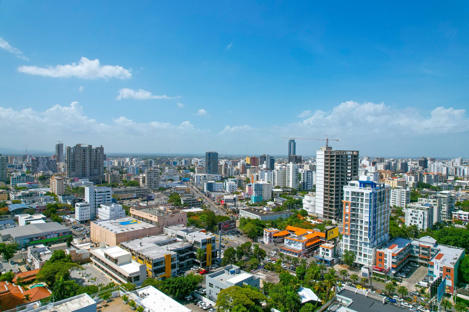 Aerial view of the Santo Domingo skyline with high-rise residential buildings